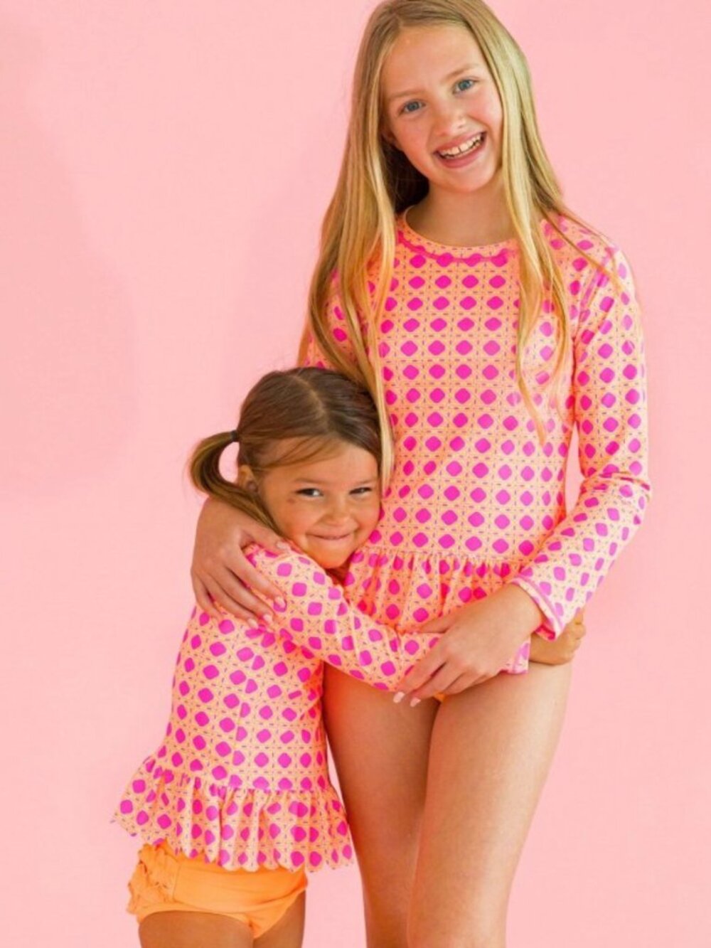 RuffleButts Girls Scalloped Hem Long Sleeve Rash Guard 6